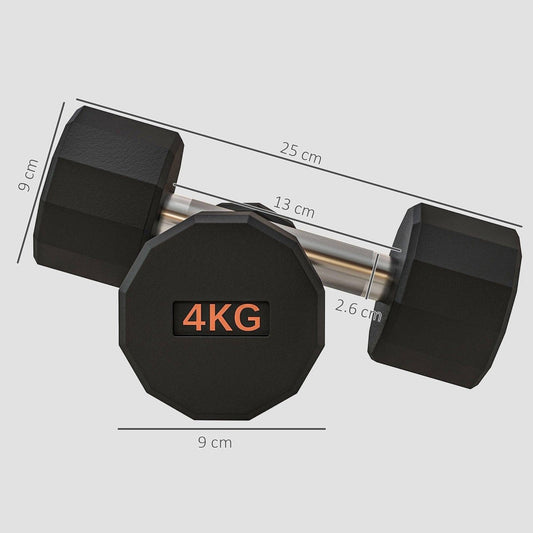 SPORTNOW Dumbbells Weights Set With 12 - Sided Shape And Non - Slip Grip For Men Women Home Gym Workout, 2 X 4kg - NashPull