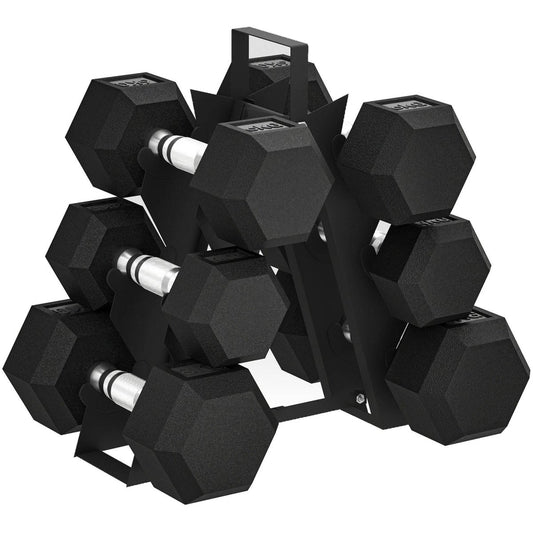 SPORTNOW Hex Dumbbell Set With Weights Storage Rack, Rubber Coated Dumbbells, Non - Slip Chrome Handles, Space - Saving For Home Gym Weight Lifting Strength Training, 2 X 2kg, 2 X 5kg, 2 X 8kg - NashPull