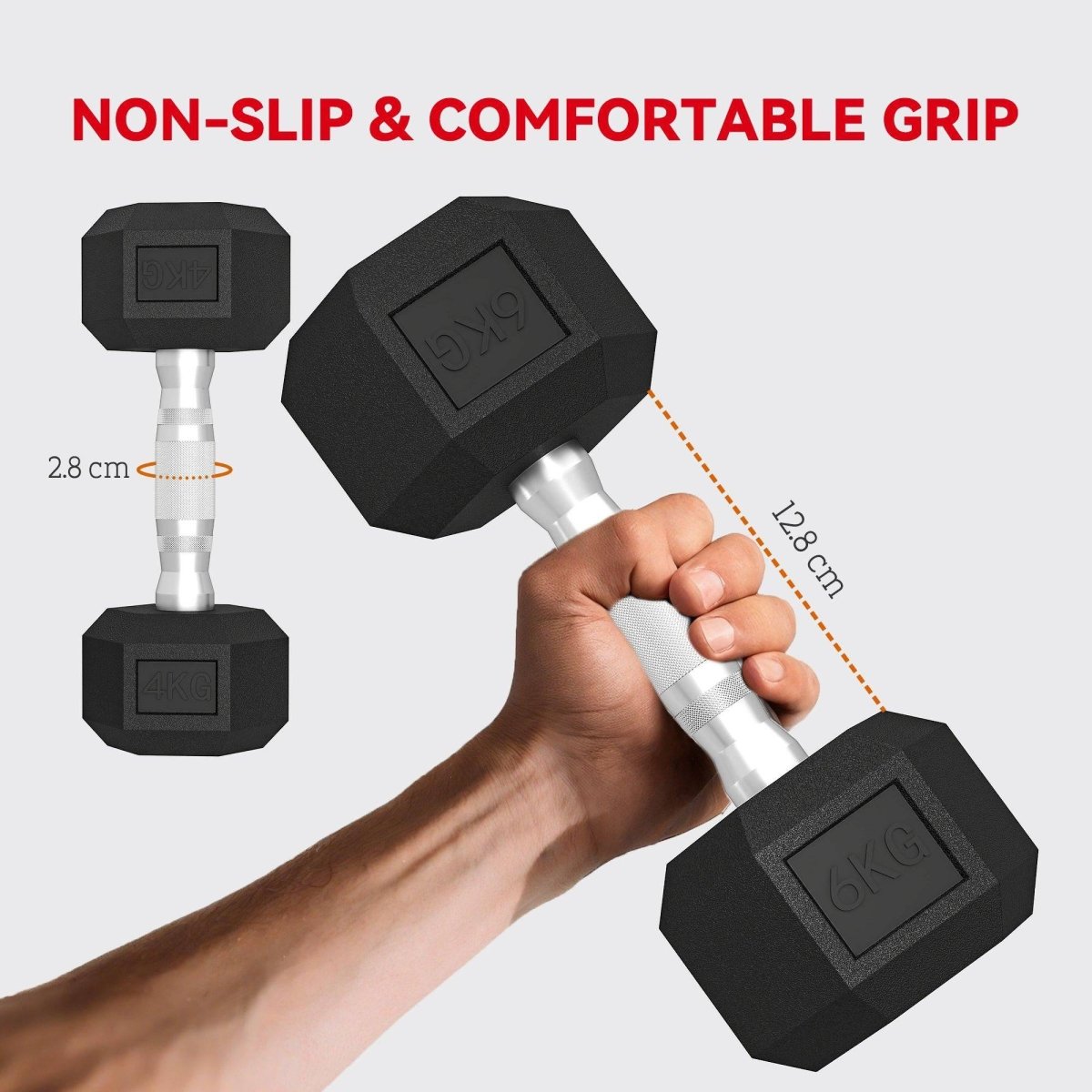 SPORTNOW Hex Dumbbell Set With Weights Storage Rack, Rubber Coated Dumbbells, Non - Slip Chrome Handles, Space - Saving For Home Gym Weight Lifting Strength Training, 2 X 2kg, 2 X 5kg, 2 X 8kg - NashPull