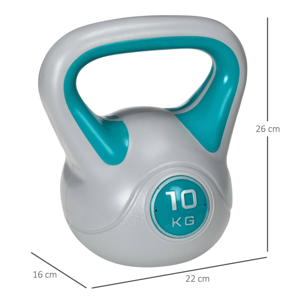 SPORTNOW Kettlebell, 10kg Kettle Bells With Handle For Home Gym Weight Lifting And Strength Training, Light Blue And Grey - NashPull