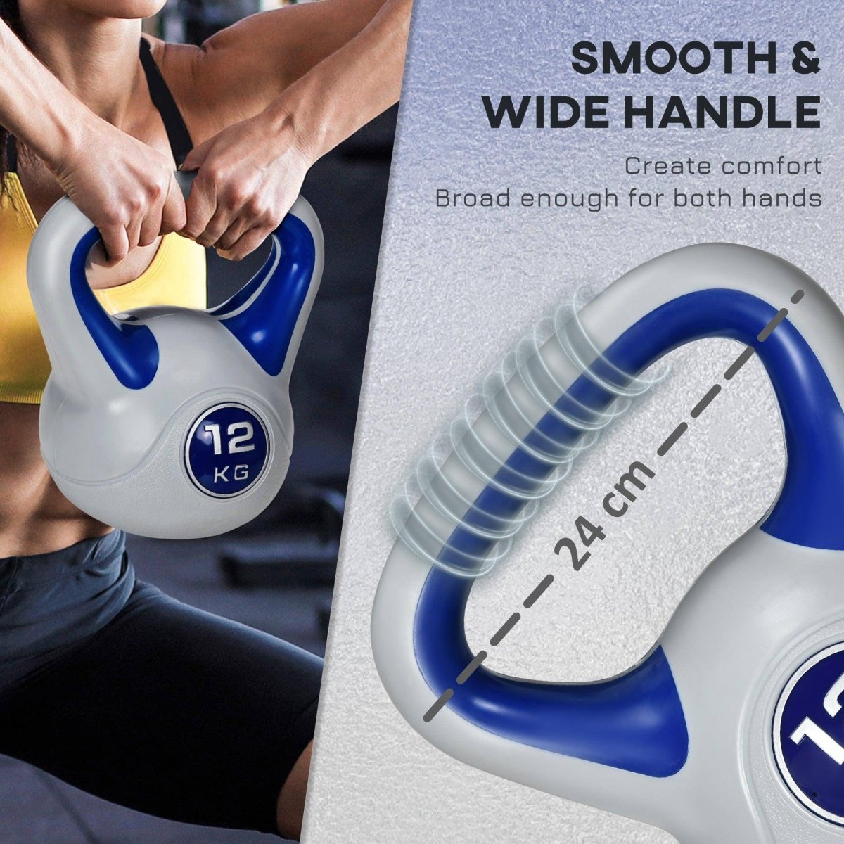SPORTNOW Kettlebell, 12kg Kettle Bells With Handle For Home Gym Weight Lifting And Strength Training, Dark Blue And Grey - NashPull