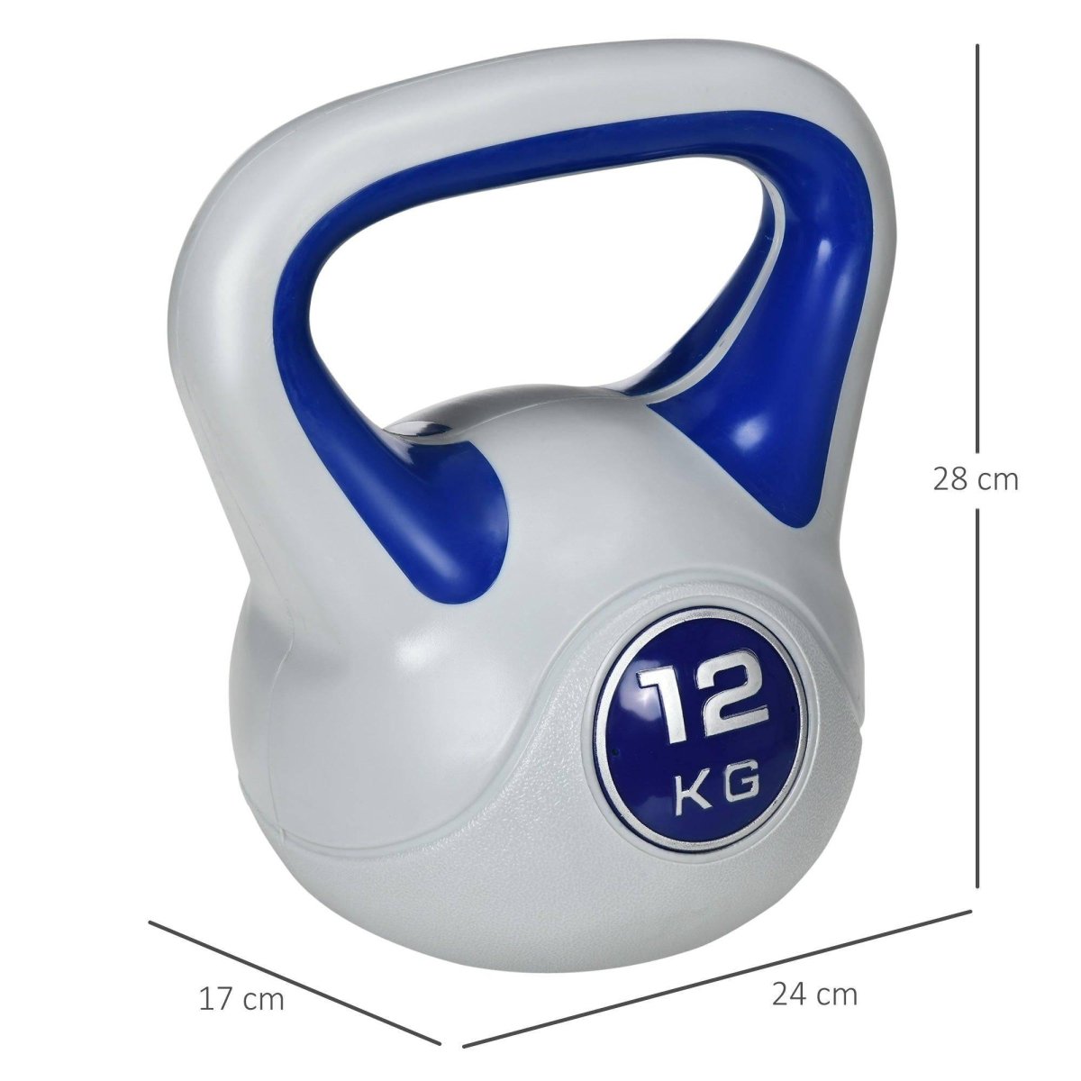 SPORTNOW Kettlebell, 12kg Kettle Bells With Handle For Home Gym Weight Lifting And Strength Training, Dark Blue And Grey - NashPull