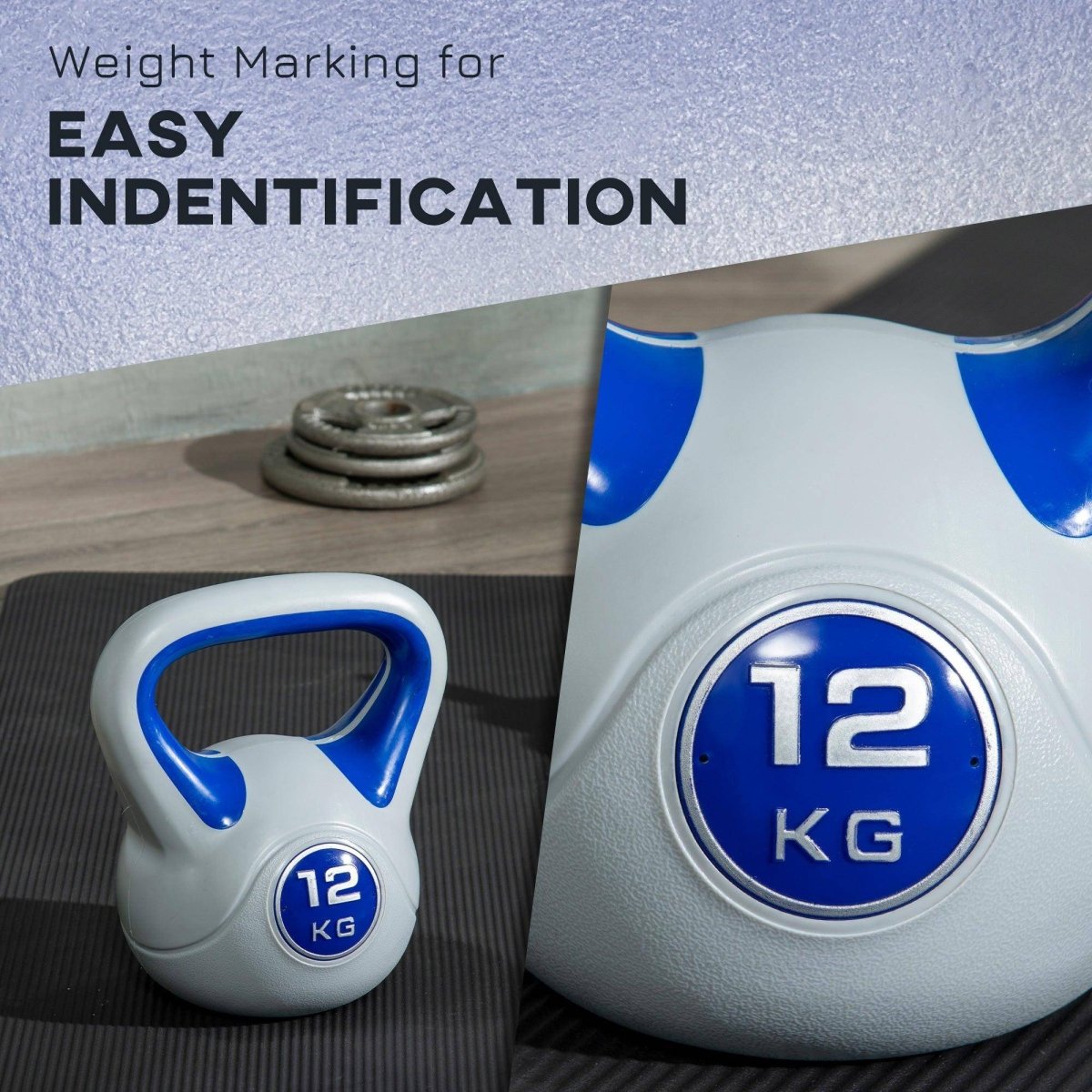SPORTNOW Kettlebell, 12kg Kettle Bells With Handle For Home Gym Weight Lifting And Strength Training, Dark Blue And Grey - NashPull