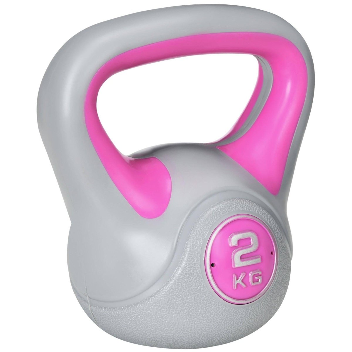 SPORTNOW Kettlebell, 2kg Kettle Bells With Handle For Home Gym Weight Lifting And Strength Training, Pink And Grey - NashPull