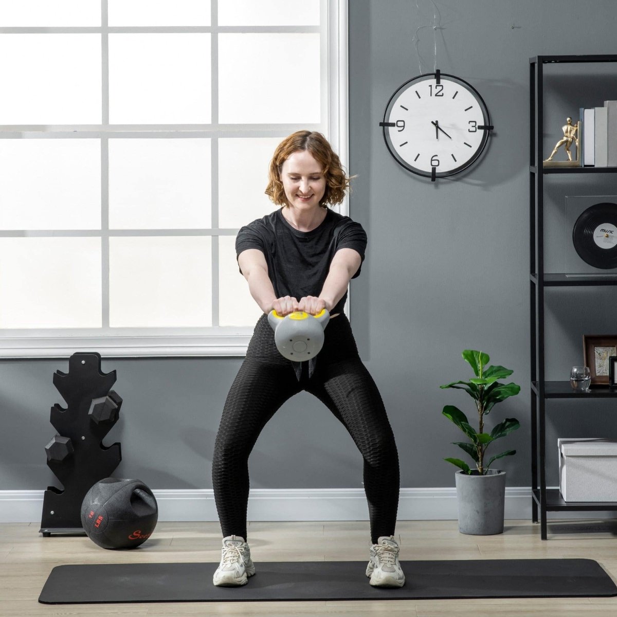 SPORTNOW Kettlebell, 4kg Kettle Bells With Handle For Home Gym Weight Lifting And Strength Training, Yellow And Grey - NashPull