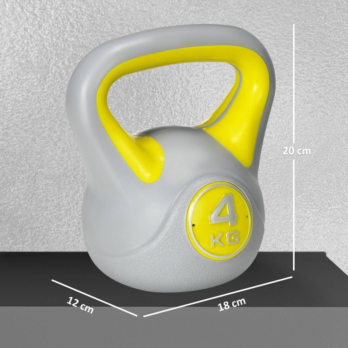 SPORTNOW Kettlebell, 4kg Kettle Bells With Handle For Home Gym Weight Lifting And Strength Training, Yellow And Grey - NashPull