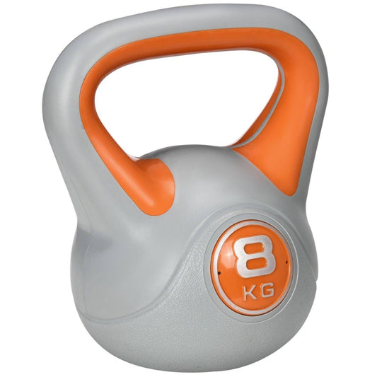 SPORTNOW Kettlebell, 8kg Kettle Bells With Handle For Home Gym Weight Lifting And Strength Training, Orange And Grey - NashPull