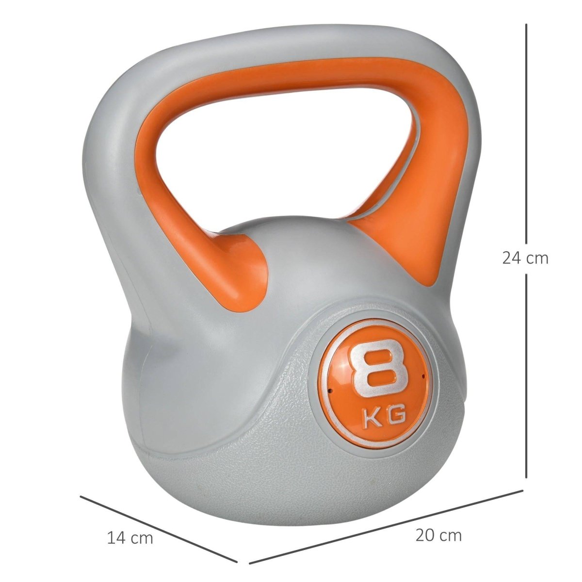 SPORTNOW Kettlebell, 8kg Kettle Bells With Handle For Home Gym Weight Lifting And Strength Training, Orange And Grey - NashPull
