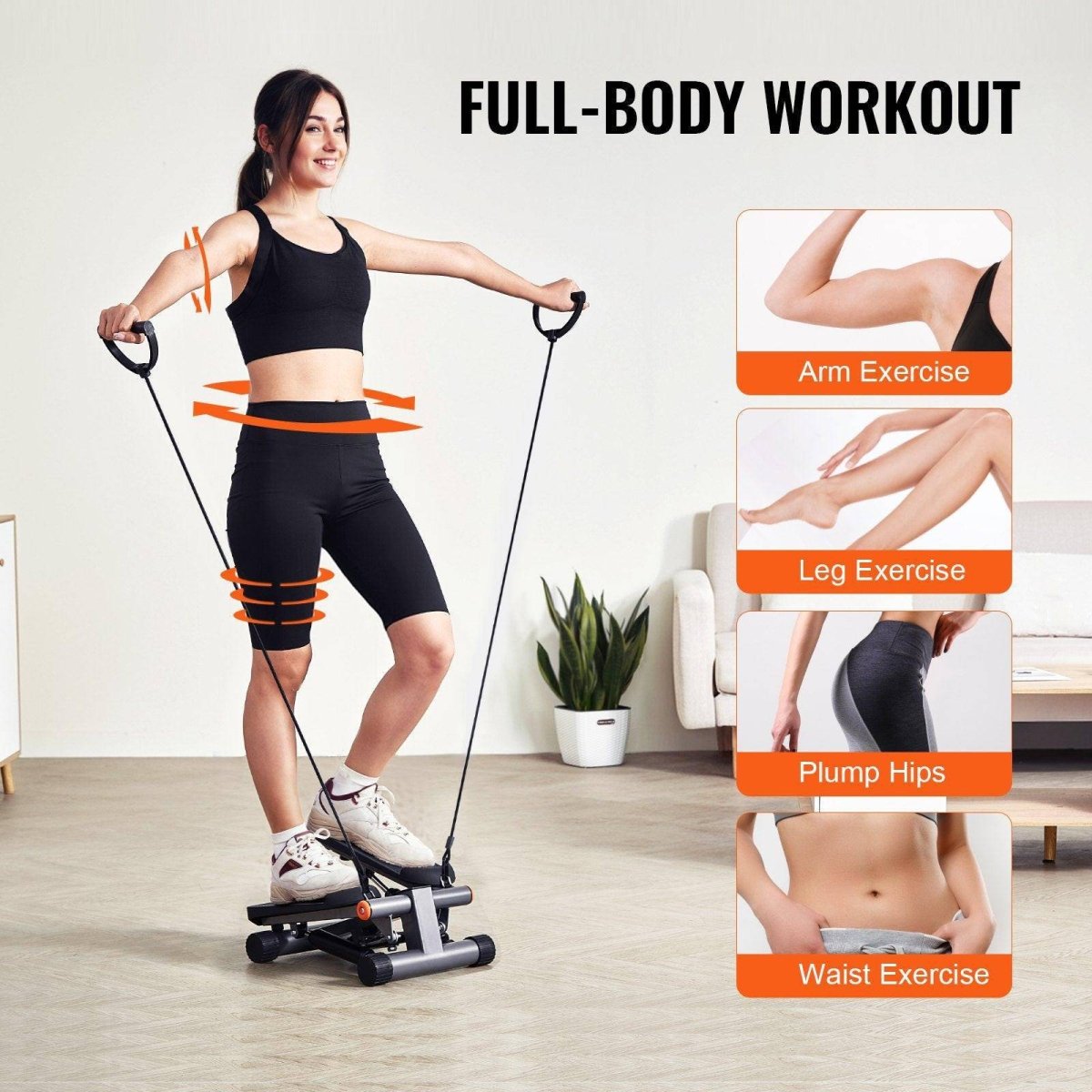 Stair Stepper, Mini Stepper For Exercise At Home, Hydraulic Fitness Stepper With Resistance Bands, Full Body Workout Cardio Equipment, Stair Climber With LCD Monitor, 330LBS Load Capacity - NashPull