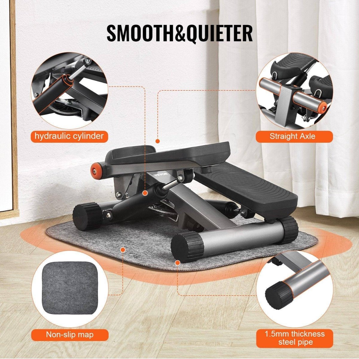 Stair Stepper, Mini Stepper For Exercise At Home, Hydraulic Fitness Stepper With Resistance Bands, Full Body Workout Cardio Equipment, Stair Climber With LCD Monitor, 330LBS Load Capacity - NashPull