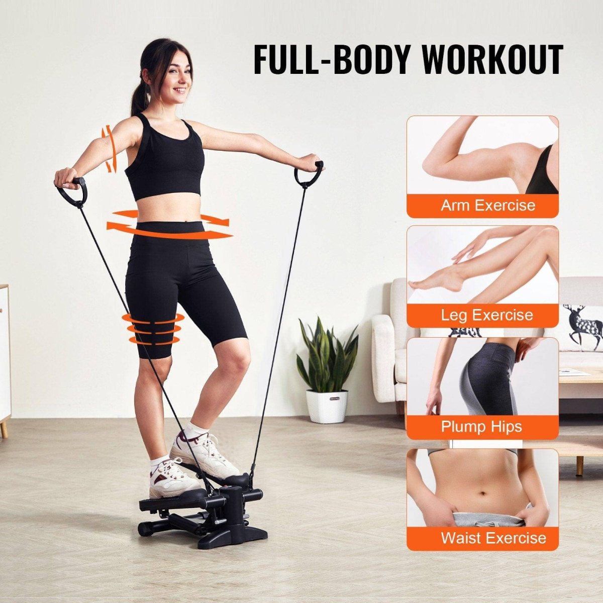 Stair Stepper, Mini Stepper For Exercise At Home, Hydraulic Fitness Stepper With Resistance Bands, Full Body Workout Cardio Equipment, Stair Climber With LCD Monitor, 330LBS Load Capacity - NashPull