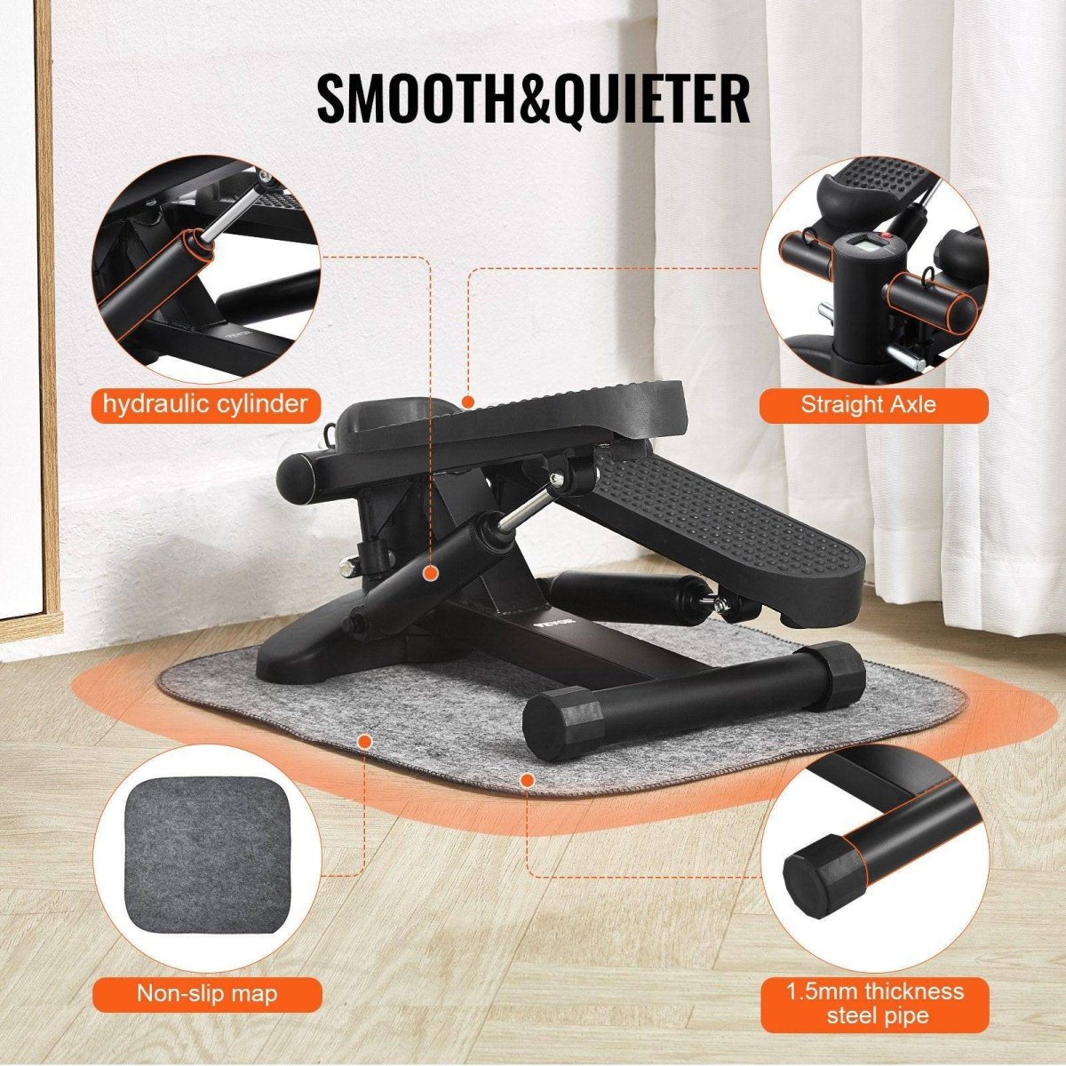 Stair Stepper, Mini Stepper For Exercise At Home, Hydraulic Fitness Stepper With Resistance Bands, Full Body Workout Cardio Equipment, Stair Climber With LCD Monitor, 330LBS Load Capacity - NashPull