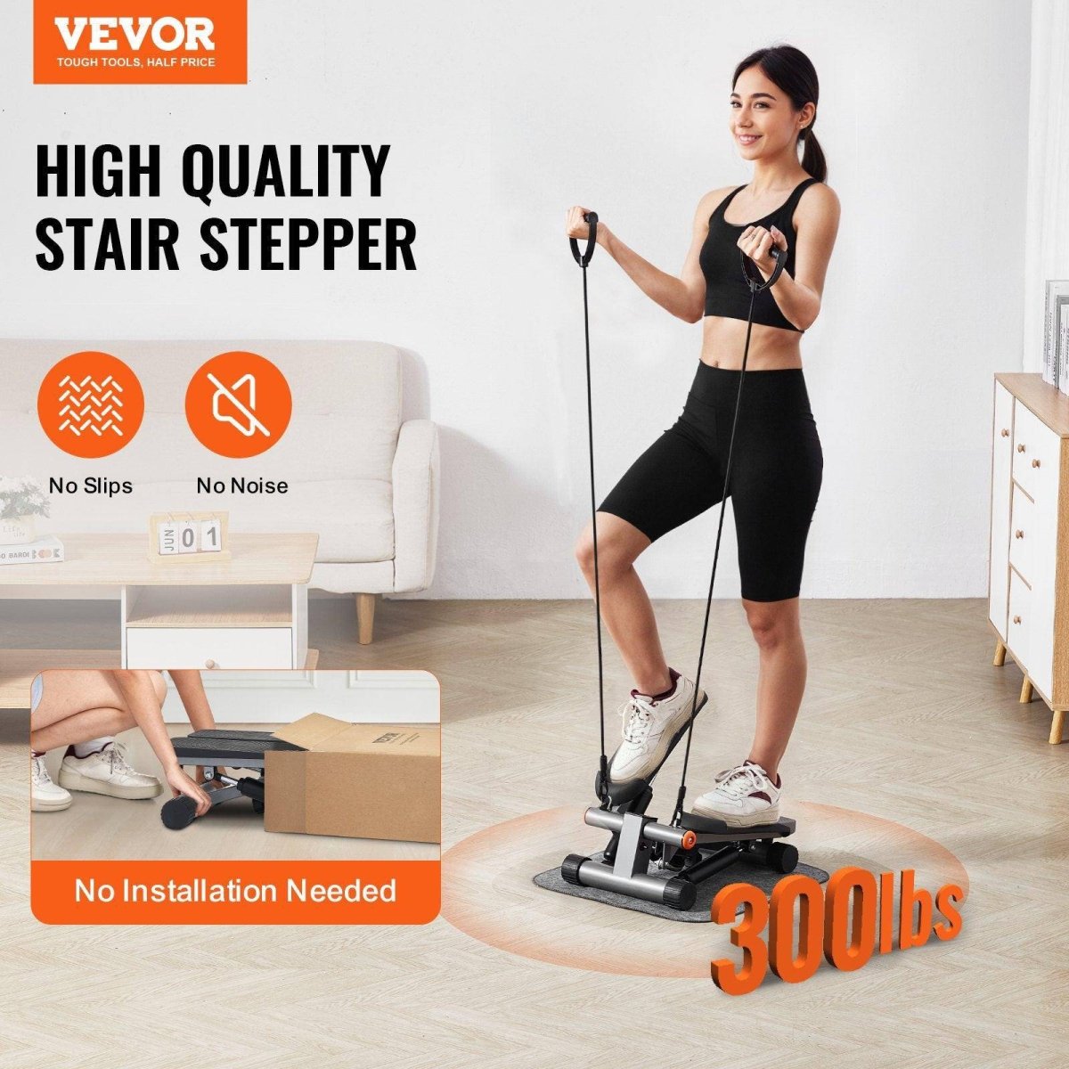 Stair Stepper, Mini Stepper For Exercise At Home, Hydraulic Fitness Stepper With Resistance Bands, Full Body Workout Cardio Equipment, Stair Climber With LCD Monitor, 330LBS Load Capacity - NashPull