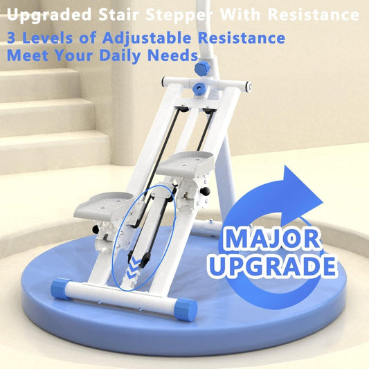 Stair Stepper With Resistance Home - Upgrade Vertical Climber Workout Machine For Full - Body Exercise Climber Fitness Equipment With Stable Frame Adjustable Handlebar - Blue - NashPull