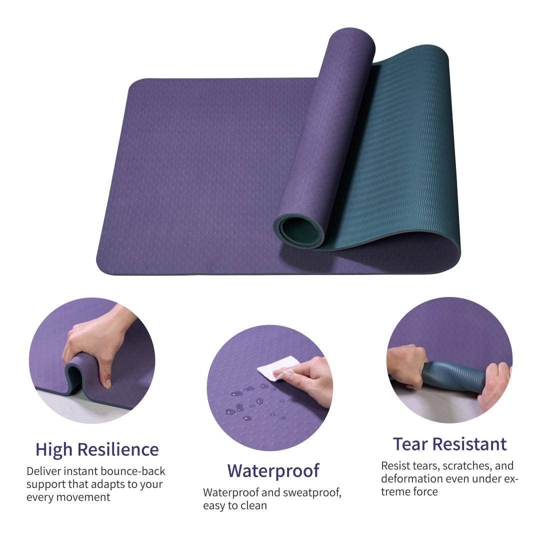 Yoga Mat, Exercise Yoga Mat With Non - Slip Design, Professional TPE Exericise Mat, 72 X 24 Multi - Purpose Workout Mat For Women, Pilates Fitness And Floor Exercises - NashPull