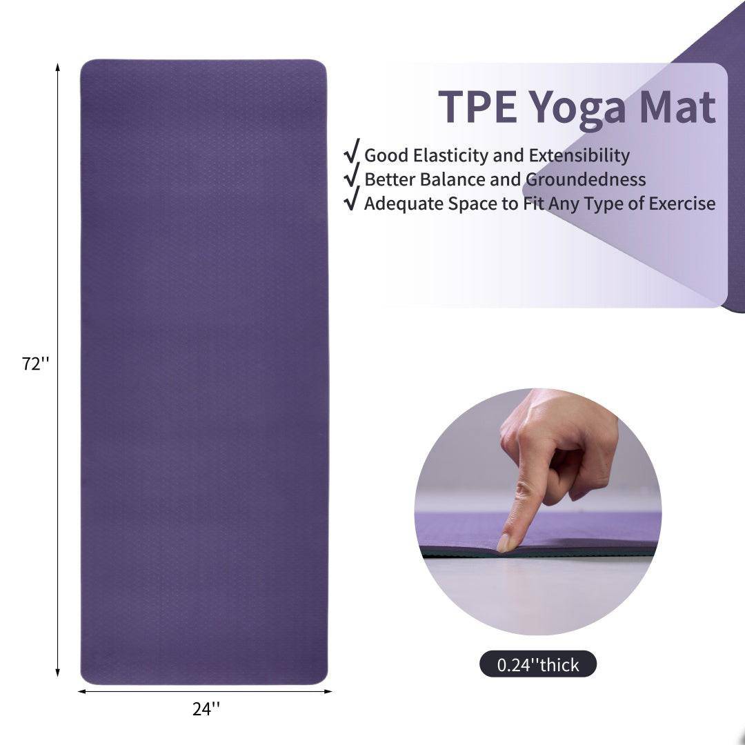 Yoga Mat, Exercise Yoga Mat With Non - Slip Design, Professional TPE Exericise Mat, 72 X 24 Multi - Purpose Workout Mat For Women, Pilates Fitness And Floor Exercises - NashPull