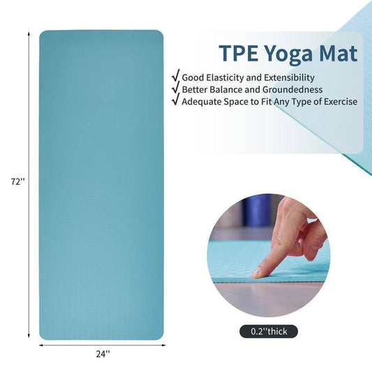 Yoga Mat, Exercise Yoga Mat With Non - Slip Design, Professional TPE Exericise Mat, 72 X 24 Multi - Purpose Workout Mat For Women, Pilates Fitness And Floor Exercises - NashPull