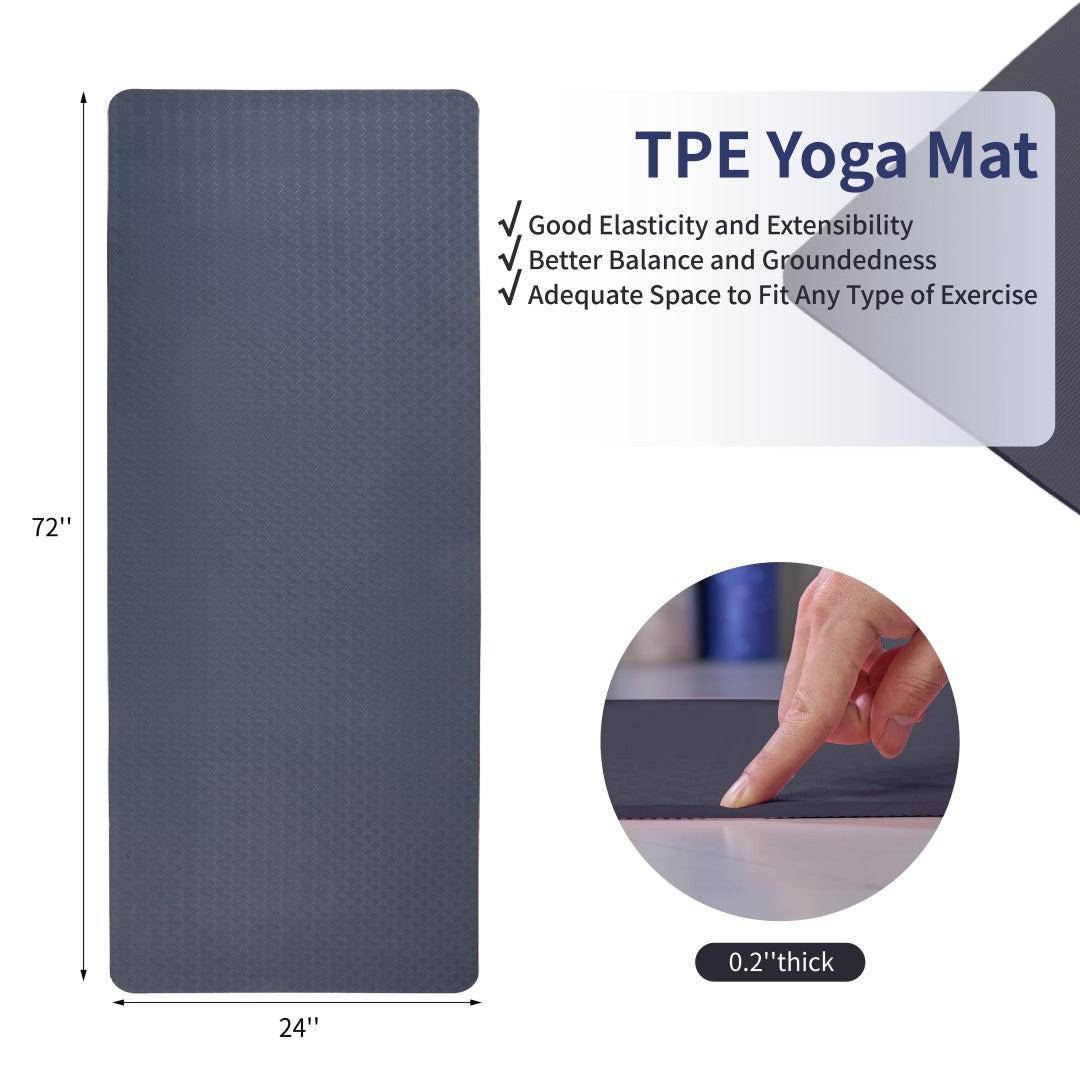 Yoga Mat, Exercise Yoga Mat With Non - Slip Design, Professional TPE Exericise Mat, 72 X 24 Multi - Purpose Workout Mat For Women, Pilates Fitness And Floor Exercises - NashPull
