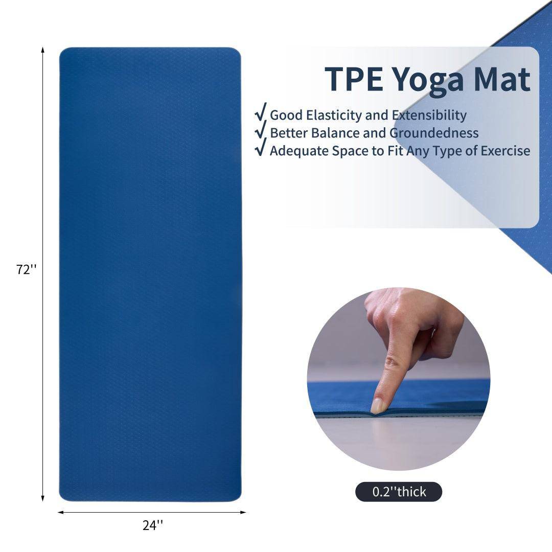 Yoga Mat, Exercise Yoga Mat With Non - Slip Design, Professional TPE Exericise Mat, 72X 24 Multi - Purpose Workout Mat For Women, Pilates Fitness And Floor Exercises - NashPull